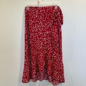 Red Floral Women's Wrap Skirt